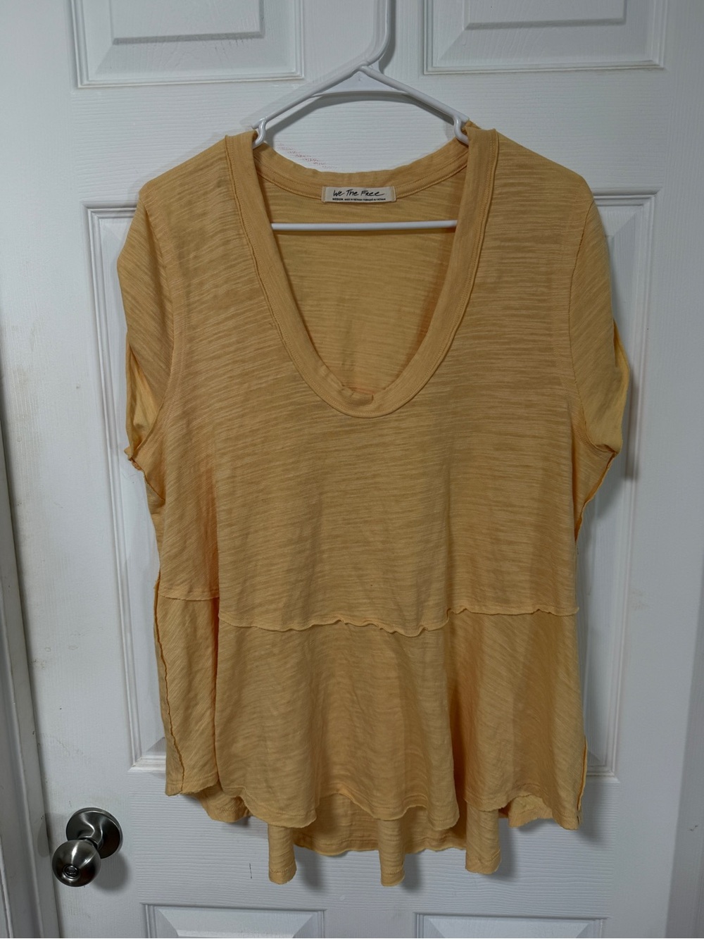 We The Free Pale Mustard V-Neck Tiered Tunic